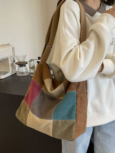 Fashion Trendy Large Capacity Canvas Bag for Women 2024 New Retro Versatile Shoulder Bag Casual Crossbody Bag with Telescopic Handle