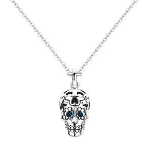 Bộ Trang Sức Bạc 925 Halloween Hình Đầu Lâu Gồm Khuyên Tai Vòng Cổ Và Nhẫn Đính Zircon Lấp Lánh Dành Cho Nữ Và Nam Thích Hợp Cho Các Bữa Tiệc