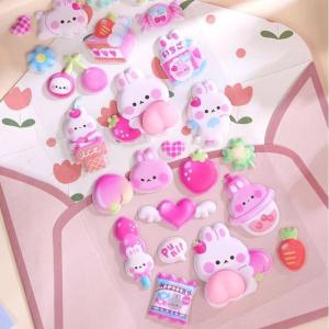 3D Cute Bunny Peach Sticker Kawaii Animals Stickers - Squishy Fidget DIY Decal for Phone Case Fun Stress Relief Gift