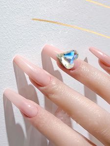Super Flash Light Blue Moonlight Diamond Pointed Bottom Loose Diamond Nail Ornament Night Guide Fingertip a Beam of Light Ice through Fingernail Decoration