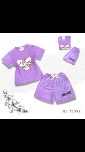 Set bộ bé gái quần đùi áo tay ngắn họa tiết trái tim siêu xinh có size từ 15kg - 35kg