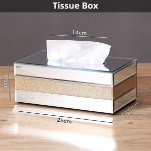 Nordic Modern High End Luxury Glass Tissue Box Living Room Bedroom Desktop Home Use High End Feelings Decorative Tissue Box