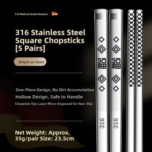 YONGLE | Antibacterial Slip-resistant Anti-mold Stainless Steel Chopsticks