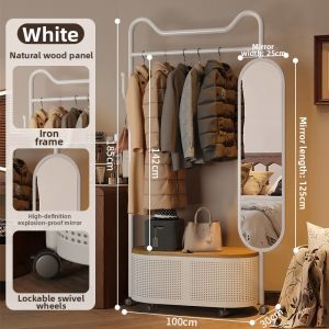 Rotatable And Movable Mirror Clothes Rack