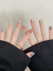 Dopamine Short Wearing False Nails Colorful Candy Colored Nail Art Stickers Detachable Cosmetic Tools from China Normal Size