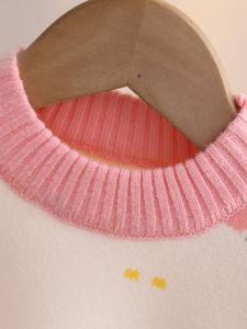 Snoopy Girls Knitted Sweater Sweet Pink Base Layer Shirt Little Girl Autumn Winter One-Piece Fleece Cherry Overhead Shirt