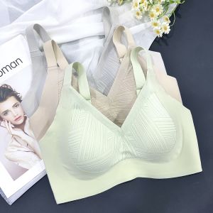 เสื้อชั้นในไร้ตะเข็บแบบบางสำหรับผู้หญิง ระบายอากาศได้ดี หน้าอกใหญ่ดูเล็กลง ป้องกันการหย่อนคล้อย ชุดชั้นในแบบ U ไร้โครง