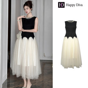 Happy Diva ชุดผู้หญิงชุดสีดําชุดแขนกุดงานแต่งงานชุดปาร์ตี้อย่างเป็นทางการชุดจัดเลี้ยงชุดราตรี 9010