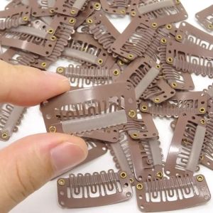 50pcs 2.8cm Hair Extensions Clip Hair clips for hair Snap Clips With Silicone Back Wig Clips For Clip In Weave Wig Accessories