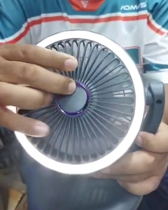 5" Wireless Desktop Fan USB Rechargeable 5 Speed 360° Strong Wind Air Cooler Fan with LED Ring Light