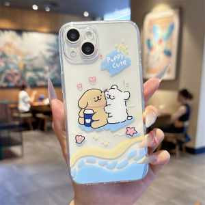Cute Line Dog Silicone Phone Case for  16Promax 15Couple 14Plus New 13Summer 12Mini Cartoon 11Creative 17Transparent XR