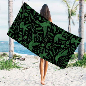 BILIBILI | black green hummingbird Beach Towels Ultra Lightweight Quick Drying Super Absorbent Summer Essential Fast-Drying Towel for Beach