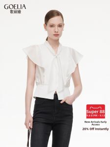 Gloria | Ruffled Sleeve Blouse With Bow Neck And Silk Scarf Accessory