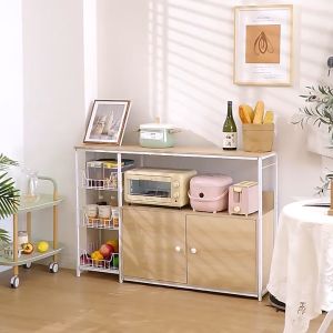 Kitchen Cabinet Kitchen Storage Rack Household Sideboard Floor-standing Multi-function Microwave Oven Cupboard Storage Shelf 1PNW