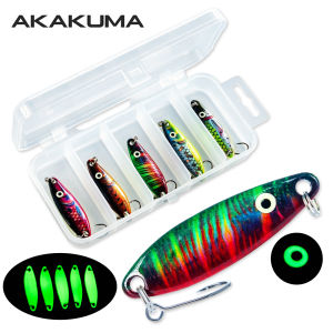 5pcs/Box Luminous Metal Spoon 3D Printing Fishing Lure 5.3g/4.5cm Sequin Long Cast Sinking Casting Bait