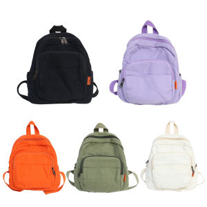 Women Backpack with Multiple Pockets Solid Color Canvas Travel Bag for School and Weekend Trips