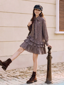 BY IHAPPY | Đầm Ngắn A-Line Xòe Vintage Lưới Mịn Cotton