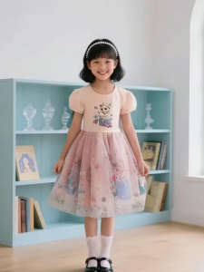 Kids High Quality Cotton Dresses Frozen Elsa Princess Dresses Birthday Costume for Kids Girls 2-8 Years Old