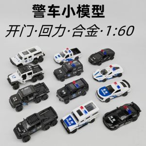 Alloy Toy Car Model Off-Road SUV Police Car Collectible Static Model 1:60 Scale Openable Door Pullback Feature for Ages 14+