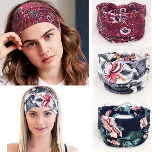 Bohemian Popular Sport Yoga Hairband Absorbent Elastic Cotton Headband Ultra-Wide Womens Knotting Hair Accessories