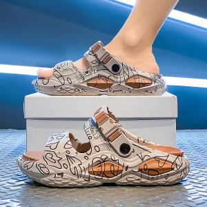 Mens Summer Trendy Sports Outdoor Driving Thick Bottom Slip-On Beach Sandals Anti-Slip Flat EVA Slippers for Youth