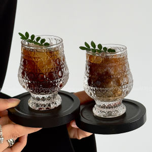 Luxurious Plaid Glass Cup for Hand-Poured Coffee And Italian Espresso Concentrated Latte Drinking And Tasting Vintage Style