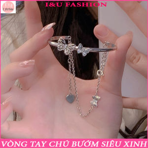 Vòng Tay Lắc Tay Cuff Cổ Trang Cổ Điển Có Thể Điều Chỉnh Kích Thước Tiện Lợi 2 Lớp Chú Bướm Kèm Trái Tim Độc Đáo Dễ Thương Màu Bạc Thời Trang Thanh Lịch Cho Nữ VT-67