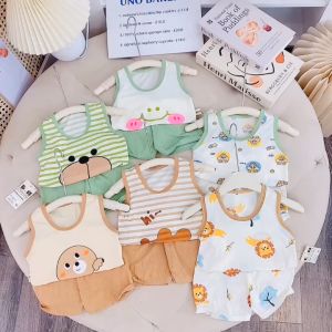 COMBO 5 Bộ Ba Lỗ Thun Tăm Lạnh In Hình Nhiều Họa Tiết Đáng Yêu Cho Bé Trai Đồ Bộ Sát Nách Cho Bé 6-16Kg