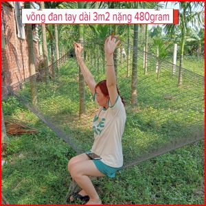 Kèm 4m dây - Võng Sợi Đan Tay Chắc Chắn Chịu Lực Tốt Dài 3m2- Võng Du Lich Dã Ngoại