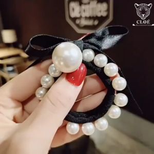 Dây cột tóc nữ hình nơ đính ngọc trai nhân tạo phong cách Hàn Quốc phụ kiện tóc Cloe Accessories 3587