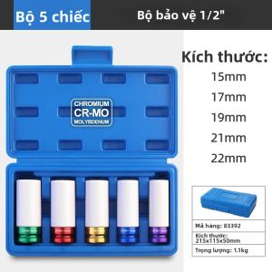 Hi-Spec | Bộ Dụng Cụ Cờ Lê Lục Giác 3 Món Hi-Spec Đầu Nối 1/2 Inch Loại Sâu Dùng Cho Máy Siết Lực Kích Thước 17/19/21mm Thép Cr-Mo Dùng Để Thay Lốp Và Sửa Chữa Ô Tô