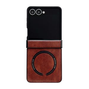szhaiyu | Magnetic Retro Leather Phone Case for Samsung Galaxy Z Flip 8 7 6 5 4 3 Flip8 Flip7 FE Flip6 Shockproof Hinge Protective Cover