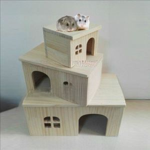 Real Wood House for Small Pets Rabbit Hedgehog Squirrel Wooden Hut Pet Nest Cozy Home for Guinea Pig And Other Rodents