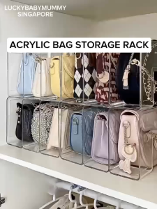 Acrylic Bag Divided Storage Box / Wardrobe Organizer Handbag Organizer Rack / Multi Functional Divided Storage Box