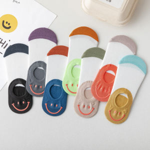Lollipop Socks Happy Face Breathable Women Non-Slip Invisible Casual Socks No Show Socks Korean Socks Women Stokin Pendek Perempuan Cute Socks Women Stoking Wanita Stokin Perempuan Stokin Comel