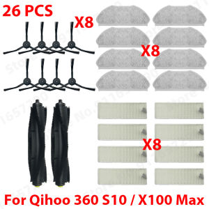 For Qihoo 360 S10 / X100 Max Spare Parts Main Side Brush HEPA Filter Mop Cloth Robot Vacuum Cleaner Replacement Accessories