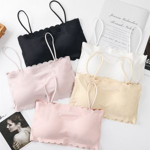 เสื้อชั้นในสายเดี่ยวผ้าไหมน้ำแข็งไร้ตะเข็บสำหรับใส่ด้านนอก เสื้อกั๊กเกาะอกแบบสวมหัวสำหรับผู้หญิง ฤดูร้อน 2022