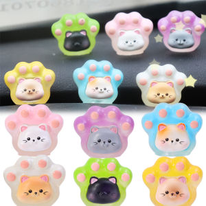 6pcs Mini Luminous Cat Paw Ornaments Cute Cartoon Kitten Micro Landscape Decoration Car Interior Home Desktop Small Ornaments