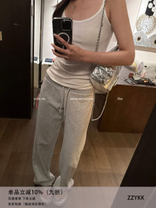 Zzykk Casual Straight Leg Pants Womens Loose Fit Draped Spring Season Street Style Versatile Sporty Sweatpants