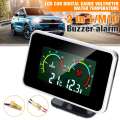 AUTOFun 2in1 LCD Alat Pengukur Digital Tegangan Tekanan/Suhu Air Meter W/Alarm M10 40-50℃ Water Temperatur Digital Voltmeter Motor Mobil. 