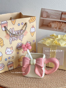 Elegant Ceramic Mug with Butterfly Knot High Aesthetic Value Birthday Gift Ideal for Graduation Season Back-To-School Teacher And Classmates