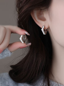 Nhẫn Tai Hình Học Zircon Phong Cách Pháp Sang Trọng