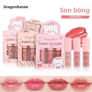 Bộ Son Dưỡng Môi Dragon Ranee 3 Cây Dưỡng Ẩm Bóng Mượt Son Môi Lỏng Ngọc Trai Son Bóng Hoạt Hình - Giữ Màu Lâu Làm Đầy Môi