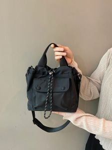 UR Summer New Fashion Small Bucket Bag Casual Versatile Drawstring Handheld Crossbody Bag Quality Nylon Material Universal Use