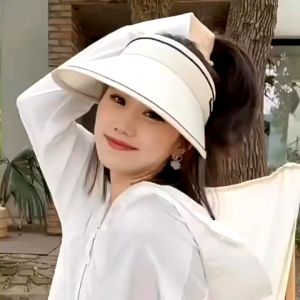 ONE-P617 Topi Visor UPF50+ Anti UV Sun Hat Summer Wanita Topi Olahraga Lipat Serbaguna / Topi Wanita