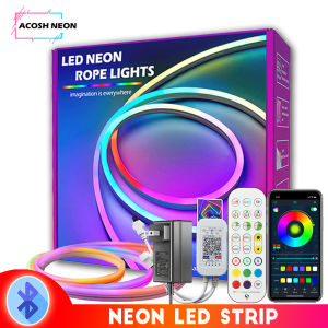 84LEDs/M Neon Rope Lights Bluetooth RGBIC Silicone Neon Lights with Music Sync DC12-24V LED Strip Lights for Bedroom Living Room