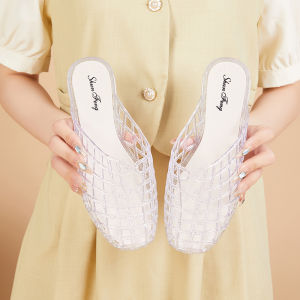 JIFANPAUL | Transparent Crystal Summer Slip-Ons For Women Slip Resistant Hollow Breathable