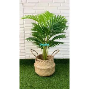 Pohon Hias Tanaman Artificial Palem Kelapa Hijau X18 Semilatex Cover Pot Purun Belly Dekorasi Kantor Hiasan Ruang Tamu