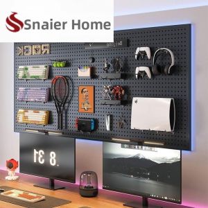 Feizhuxiansen | Wall-mounted Hole Board Storage Rack for Gaming Room Metal Wall-mounted Computer Board