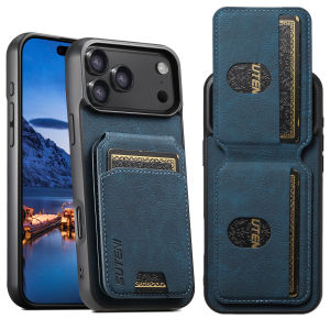 SUTENI Luxury Faux Leather Stand Card Holder Phone Case Frosted Feel For iPhone 17 Pro Max 16 Plus 15 14 13 12